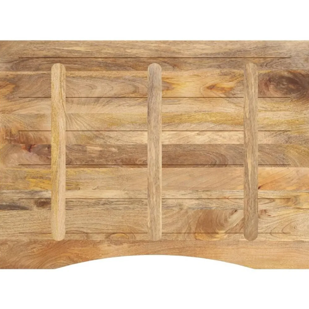vidaXL Tablero escritorio con curva madera mango rugosa 100x80x2,5 cm New