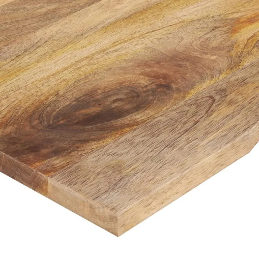 vidaXL Tablero escritorio con curva madera mango rugosa 100x80x2,5 cm New