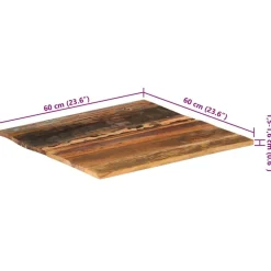 vidaXL Accesorios Para Mesas-Tablero mesa cuadrada madera reciclada maciza 60x60 cm 15-16 mm