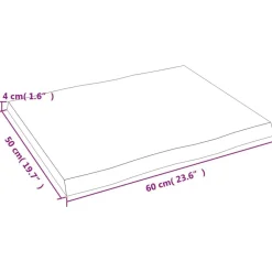 vidaXL Tablero mesa madera tratada borde vivo marrón 60x50x(2-4) cm Marr&oacute;n oscuro New