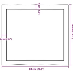 vidaXL Tablero mesa madera tratada borde vivo marrón 60x50x(2-4) cm Marr&oacute;n oscuro New