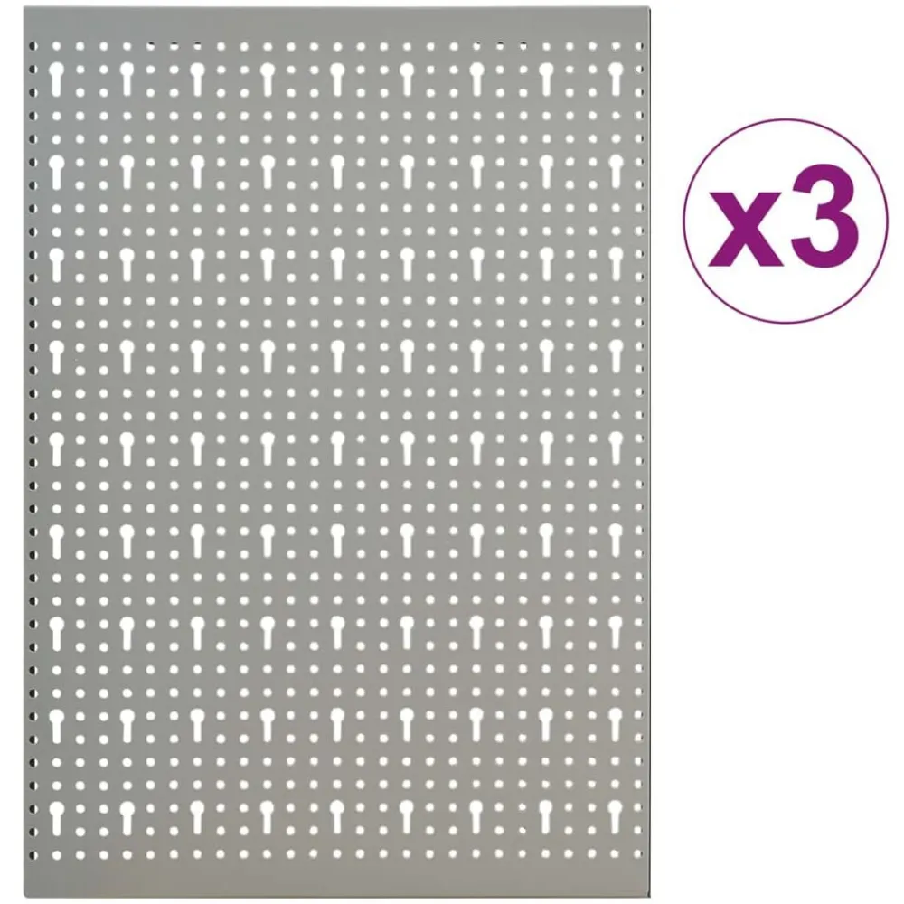 vidaXL Accesorios De Bricolaje-Tableros de clavijas para pared 3 unidades acero 40x58 cm