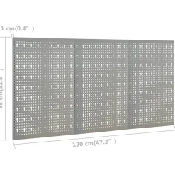 vidaXL Accesorios De Bricolaje-Tableros de clavijas para pared 3 unidades acero 40x58 cm