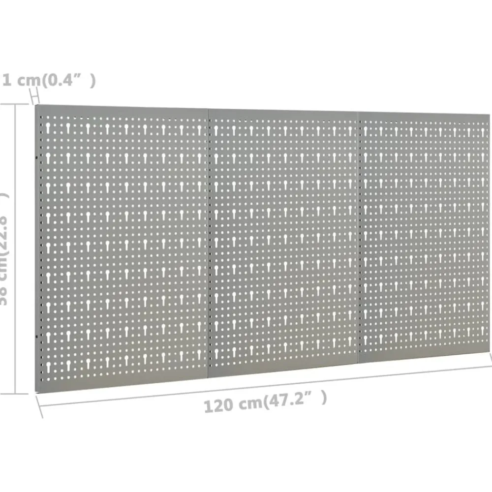 vidaXL Accesorios De Bricolaje-Tableros de clavijas para pared 3 unidades acero 40x58 cm