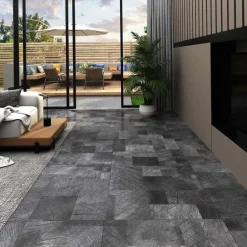 vidaXL Tableros de Suelo 55 pcs Gris 5,11 m² PVC Estructura de madera gris Clearance