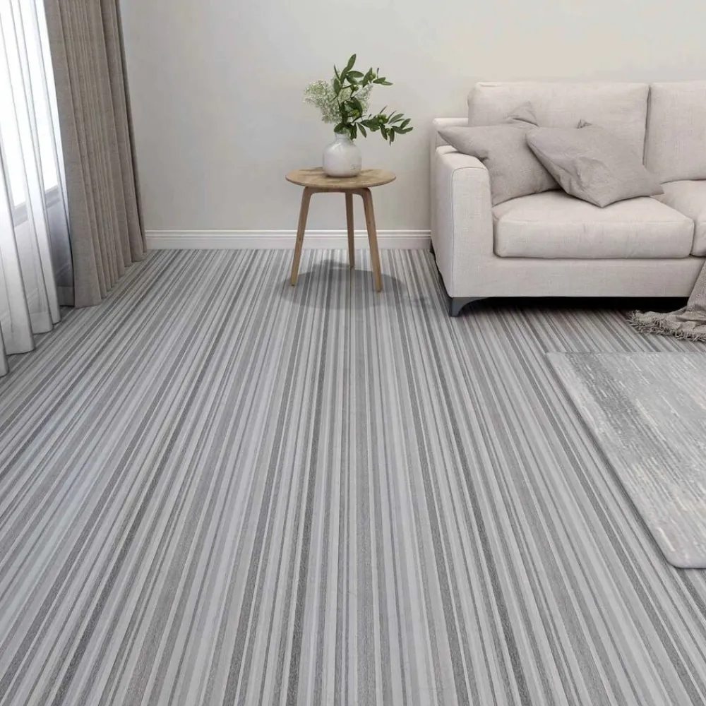 vidaXL Tableros de Suelo 55 pcs Gris Claro 5,11 m² PVC Rayas