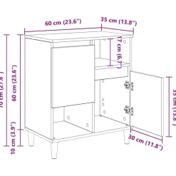 vidaXL Tableros Lateral 2 pcs 60 x 35 x 70 cm Madera vieja Outlet