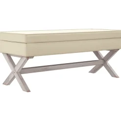 vidaXL Taburete con almacenaje lino 110x45x49 cm Beige