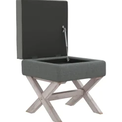 vidaXL Taburete con almacenaje tela oscuro 45x45x49 cm Gris New