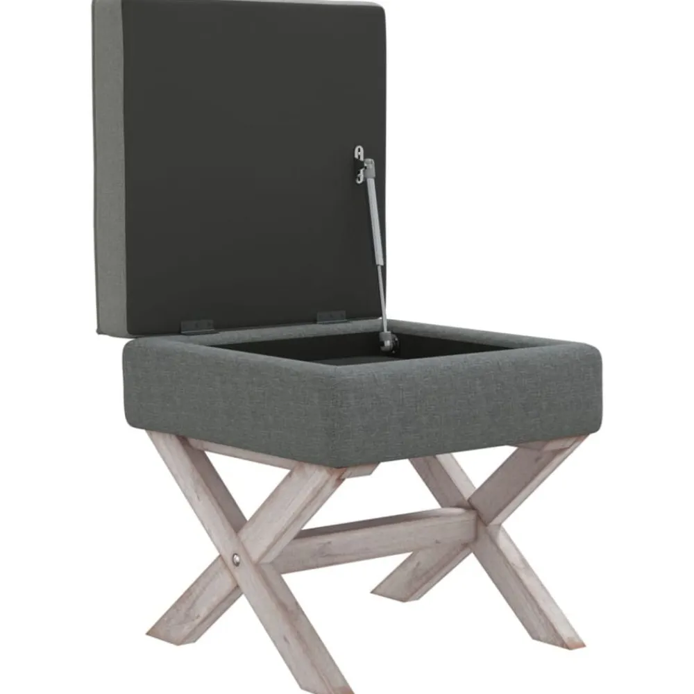 vidaXL Taburete con almacenaje tela oscuro 45x45x49 cm Gris New