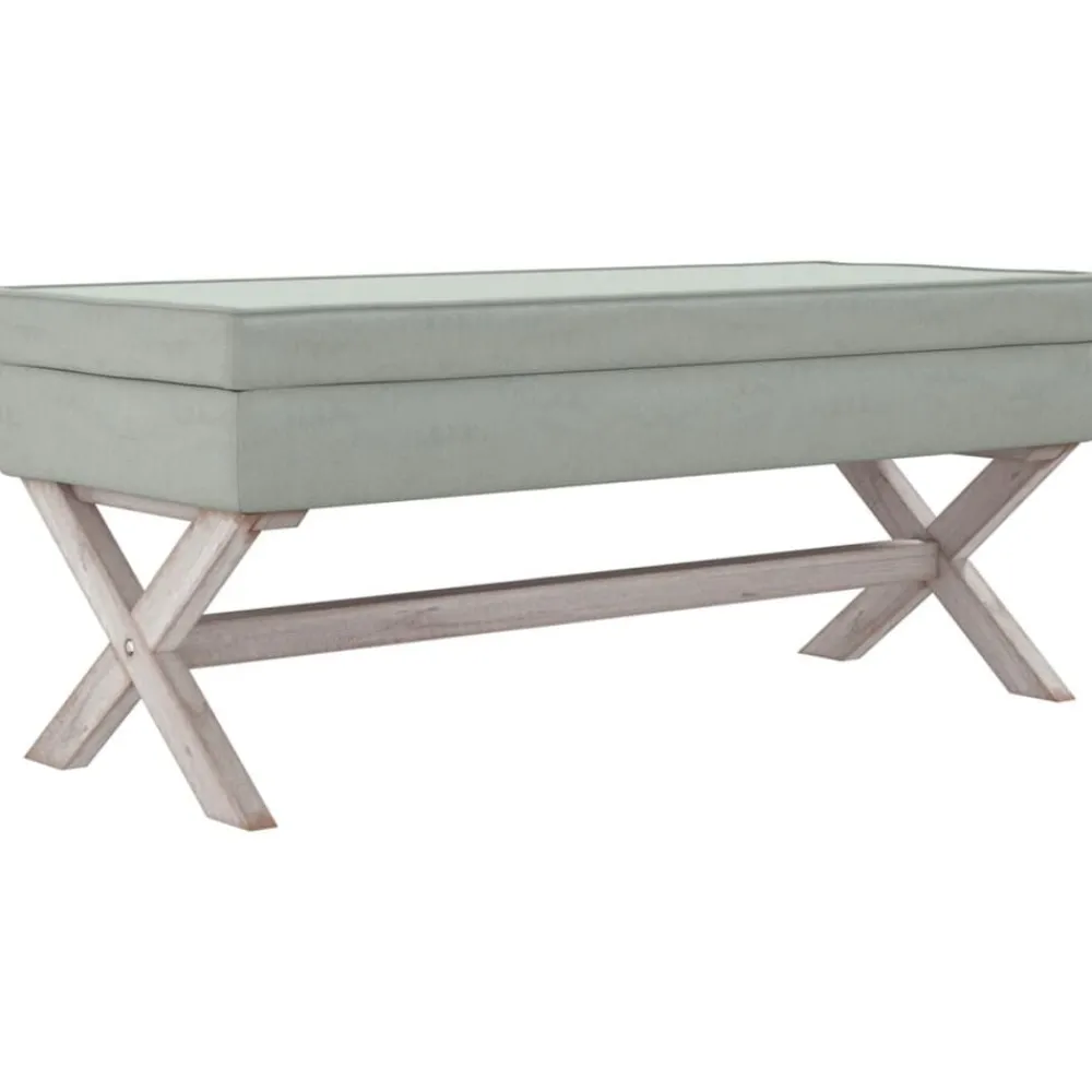 vidaXL Taburete con almacenaje terciopelo 110x45x49 cm Gris claro Sale