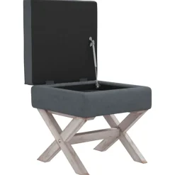 vidaXL Taburete con almacenaje terciopelo 45x45x49 cm Gris oscuro New