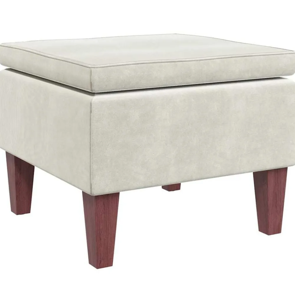 vidaXL Taburete con patas de madera terciopelo Crema Best
