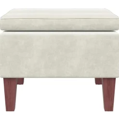 vidaXL Taburete con patas de madera terciopelo Crema Best