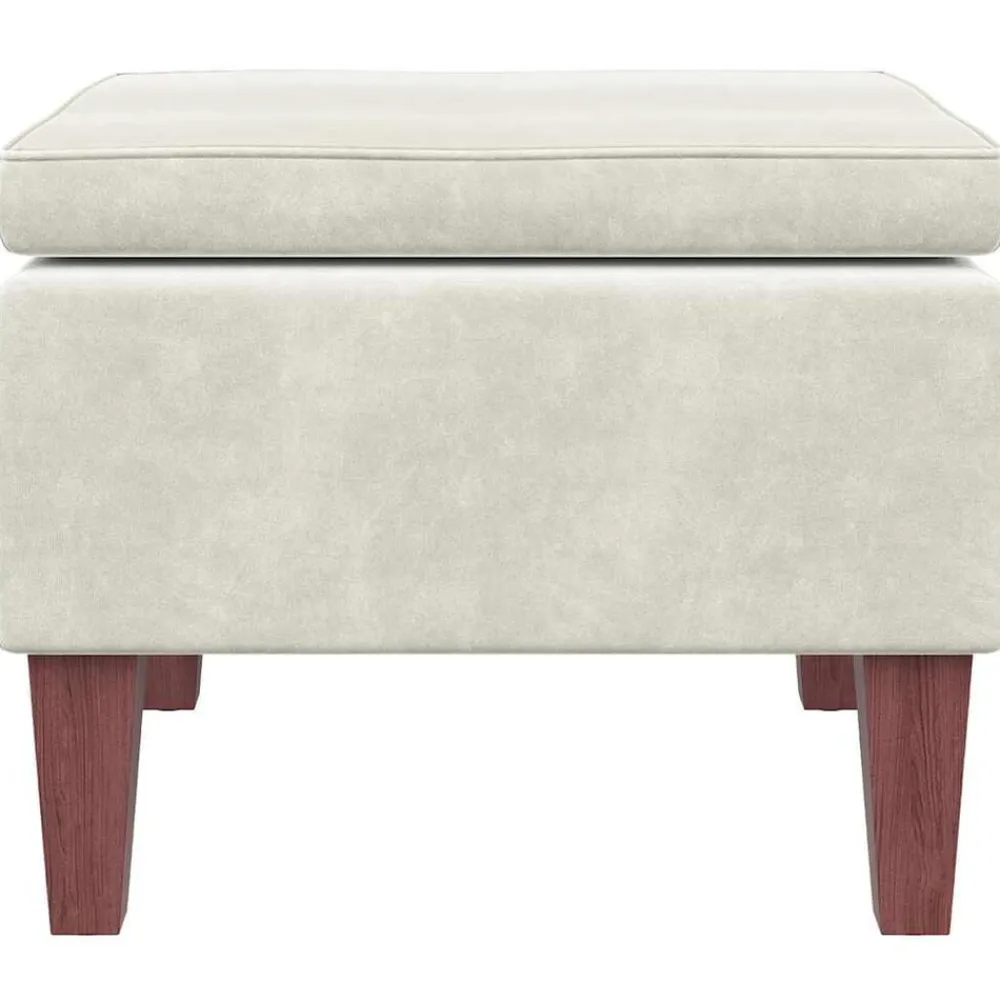 vidaXL Taburete con patas de madera terciopelo Crema Best