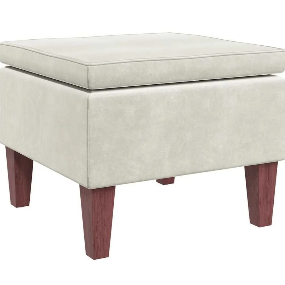 vidaXL Taburete con patas de madera terciopelo Crema Best