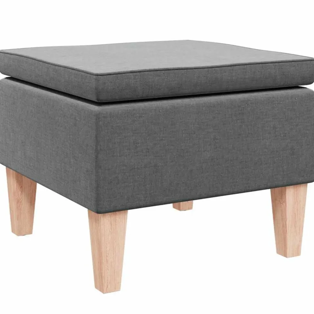 vidaXL Taburete con patas de madera tapizado tejido Gris oscuro Best