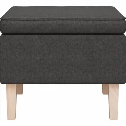vidaXL Taburete con patas de madera tapizado tejido Gris oscuro Best