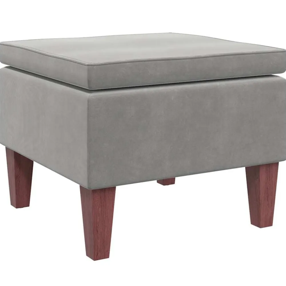vidaXL Taburete con patas de madera terciopelo Gris claro Best