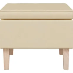 vidaXL Taburete con patas de madera tapizado tejido Crema Outlet