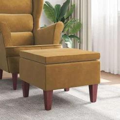 vidaXL Sillas-Taburete con patas de madera terciopelo marrón