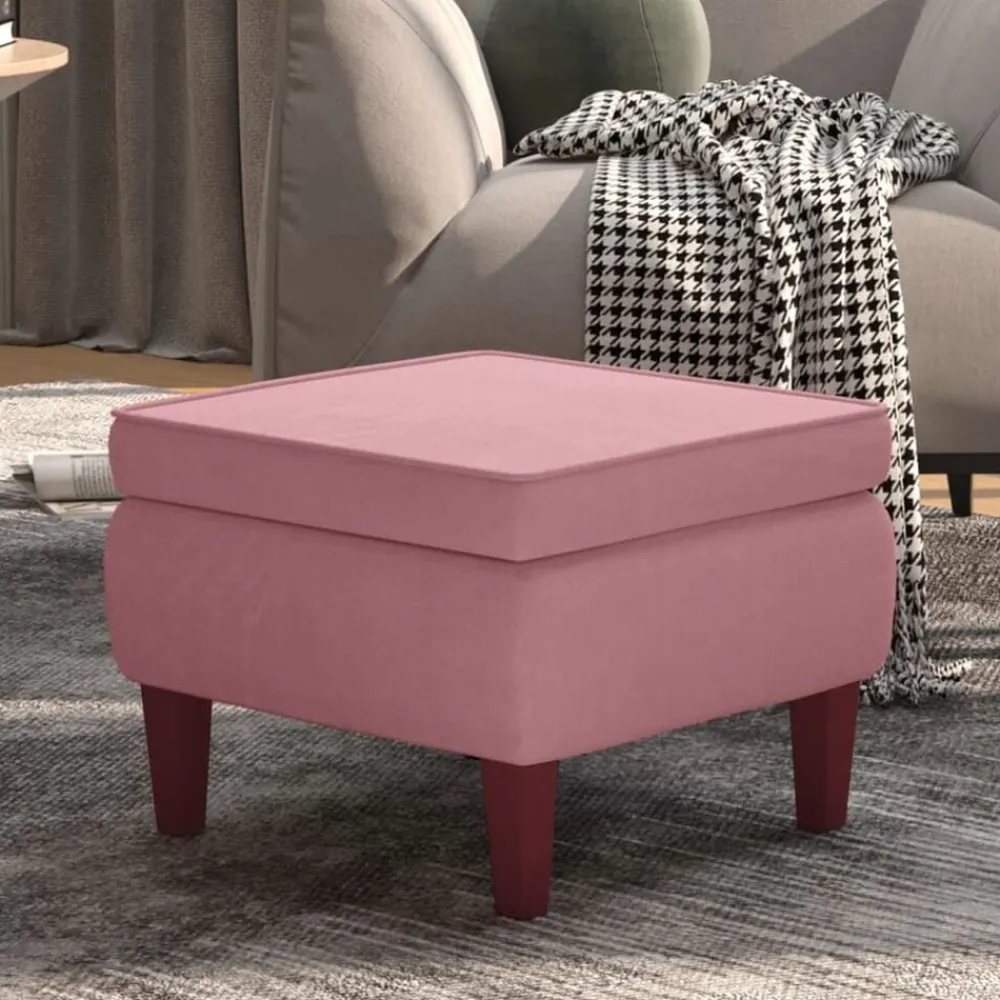 vidaXL Taburete con patas de madera terciopelo Rosa Best