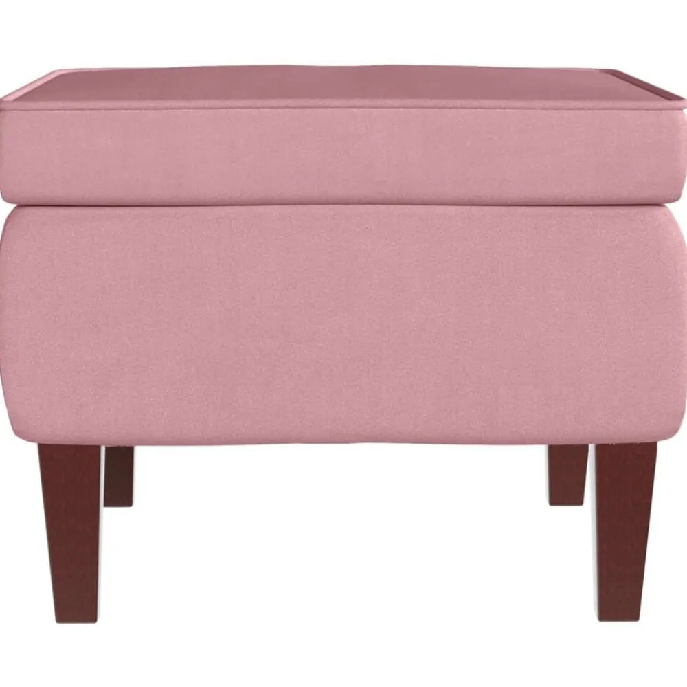vidaXL Taburete con patas de madera terciopelo Rosa Best