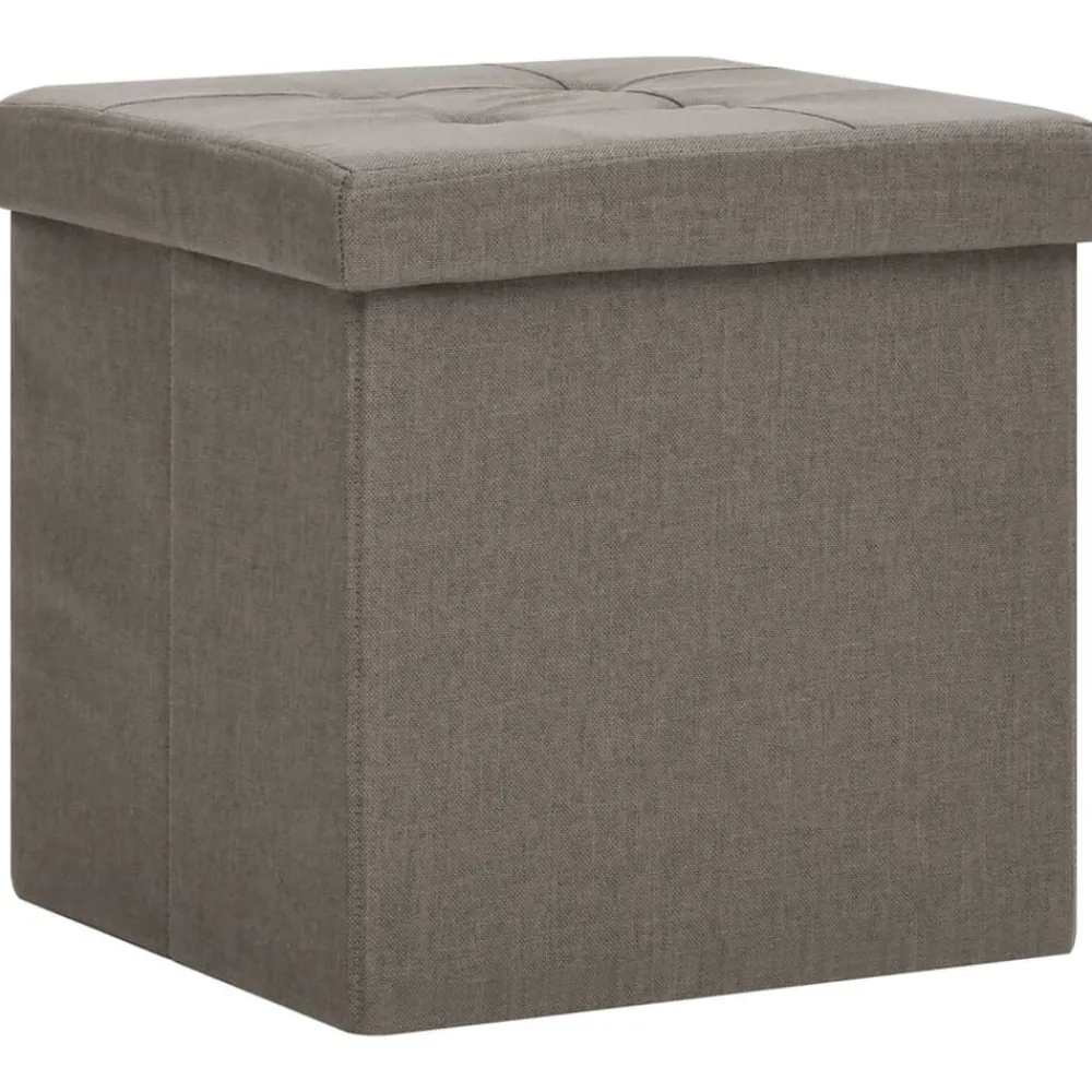 vidaXL Sillas-Taburete de almacenaje plegable 2 uds lino sintético gris taupe