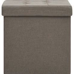 vidaXL Sillas-Taburete de almacenaje plegable 2 uds lino sintético gris taupe