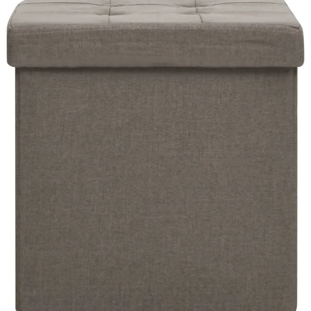 vidaXL Sillas-Taburete de almacenaje plegable 2 uds lino sintético gris taupe