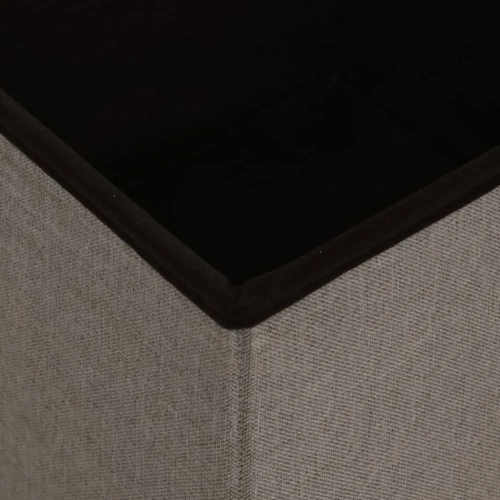 vidaXL Sillas-Taburete de almacenaje plegable 2 uds lino sintético gris taupe