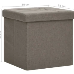 vidaXL Sillas-Taburete de almacenaje plegable 2 uds lino sintético gris taupe