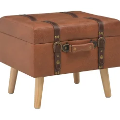 vidaXL Bancos-Taburete de almacenamiento 40 cm marrón tostado cuero sintético