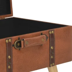 vidaXL Bancos-Taburete de almacenamiento 40 cm marrón tostado cuero sintético