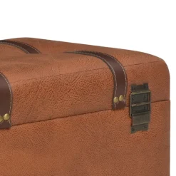 vidaXL Bancos-Taburete de almacenamiento 40 cm marrón tostado cuero sintético