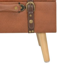 vidaXL Bancos-Taburete de almacenamiento 40 cm marrón tostado cuero sintético