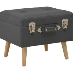 vidaXL Taburete de almacenamiento 40 cm oscuro de tela Gris New