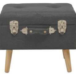 vidaXL Taburete de almacenamiento 40 cm oscuro de tela Gris New