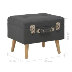 vidaXL Taburete de almacenamiento 40 cm oscuro de tela Gris New