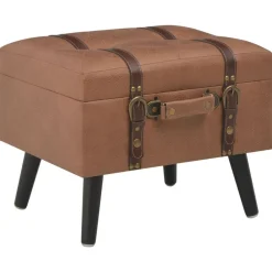 vidaXL Bancos-Taburete de almacenamiento 40 cm marrón cuero sintético