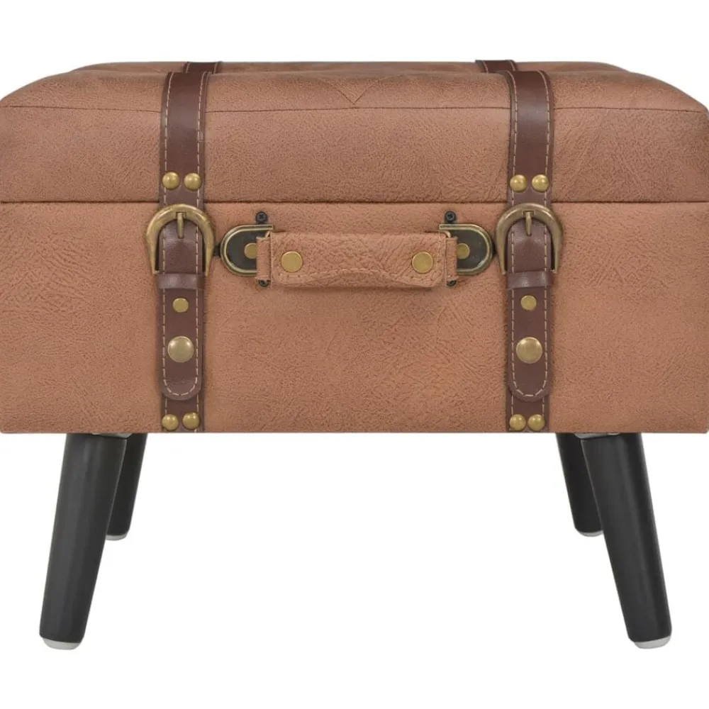 vidaXL Bancos-Taburete de almacenamiento 40 cm marrón cuero sintético