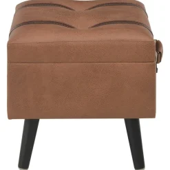 vidaXL Bancos-Taburete de almacenamiento 40 cm marrón cuero sintético