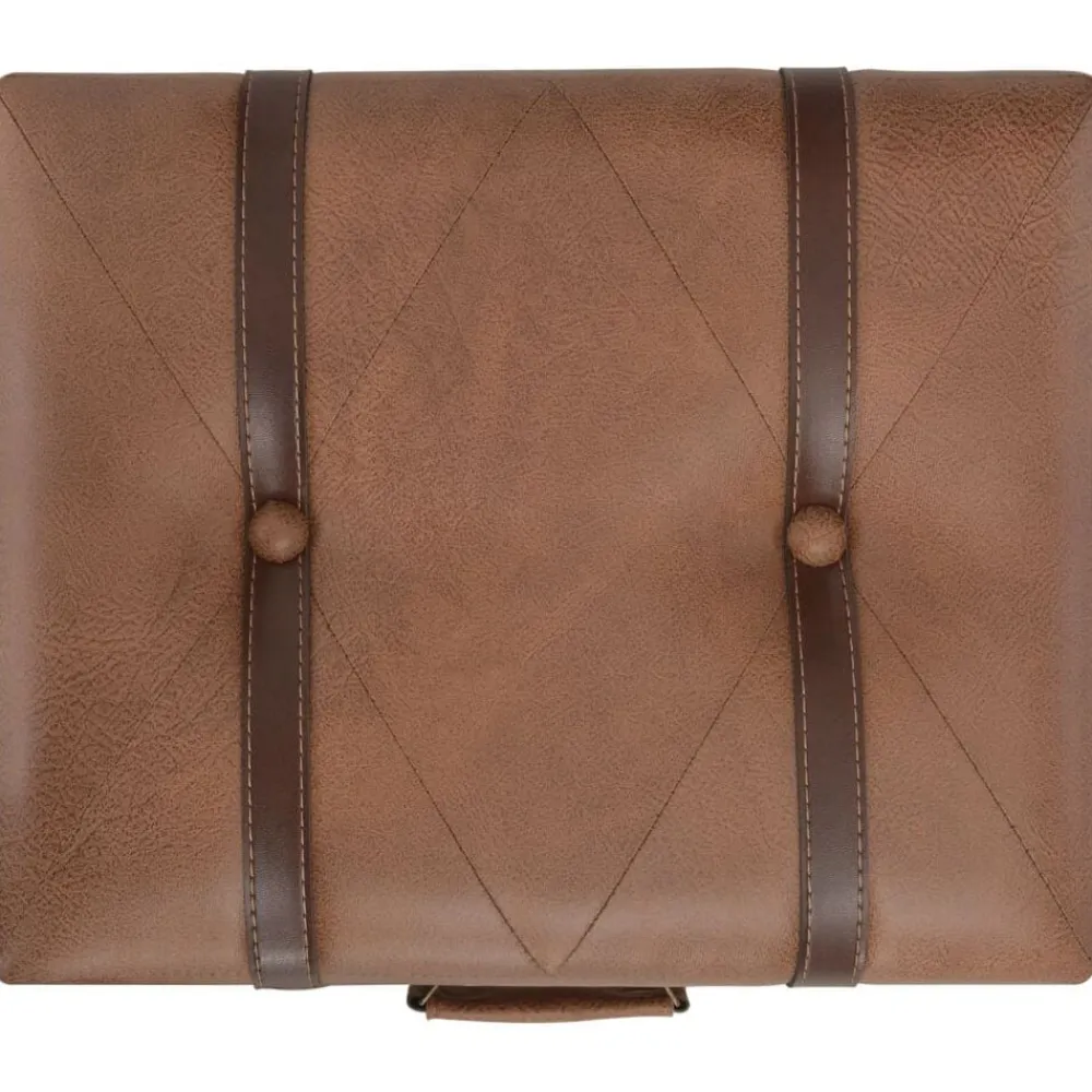 vidaXL Bancos-Taburete de almacenamiento 40 cm marrón cuero sintético
