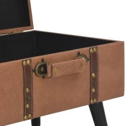 vidaXL Bancos-Taburete de almacenamiento 40 cm marrón cuero sintético