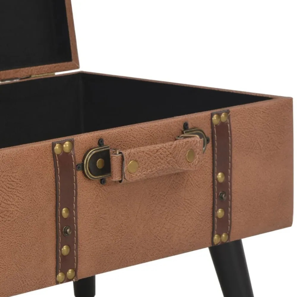 vidaXL Bancos-Taburete de almacenamiento 40 cm marrón cuero sintético