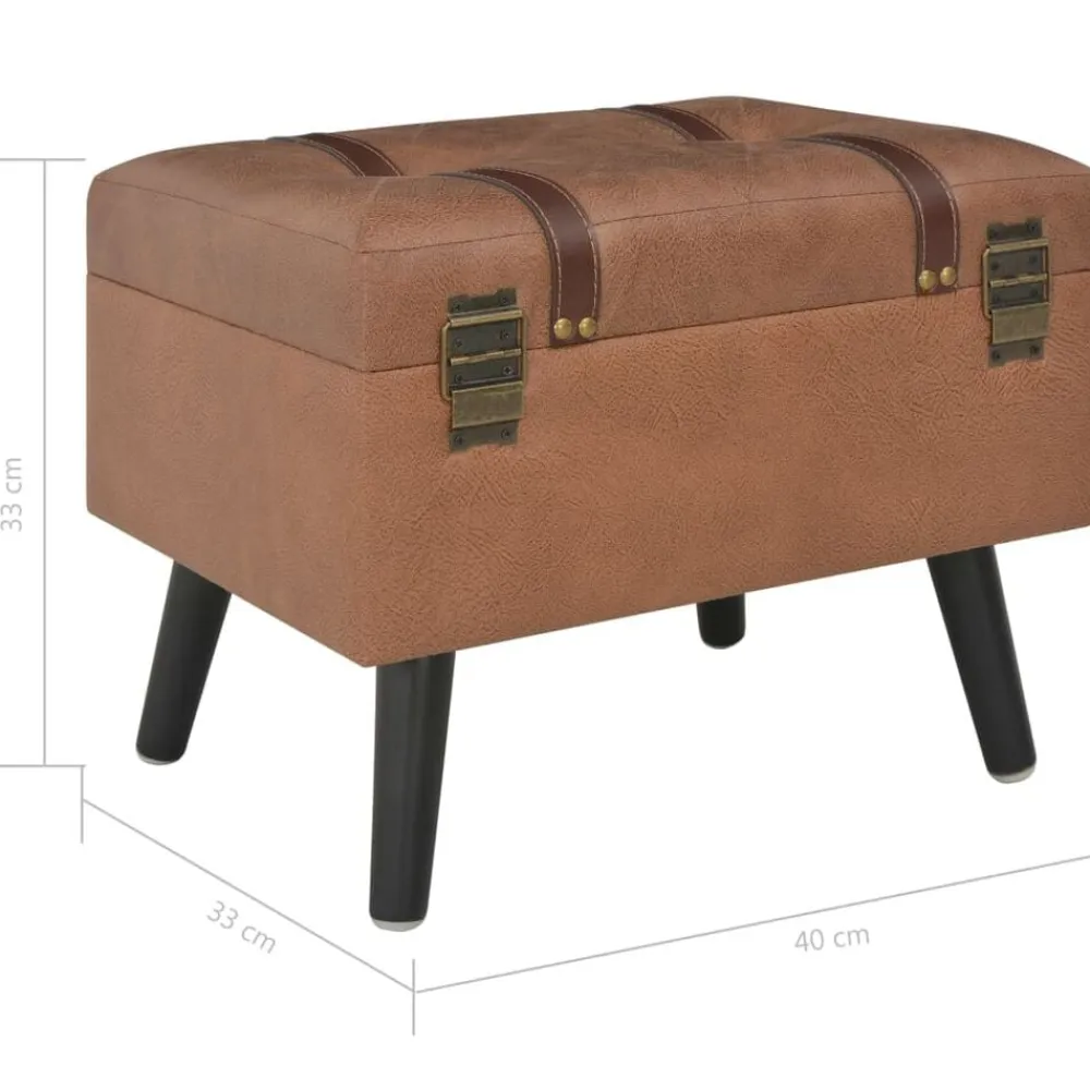 vidaXL Bancos-Taburete de almacenamiento 40 cm marrón cuero sintético