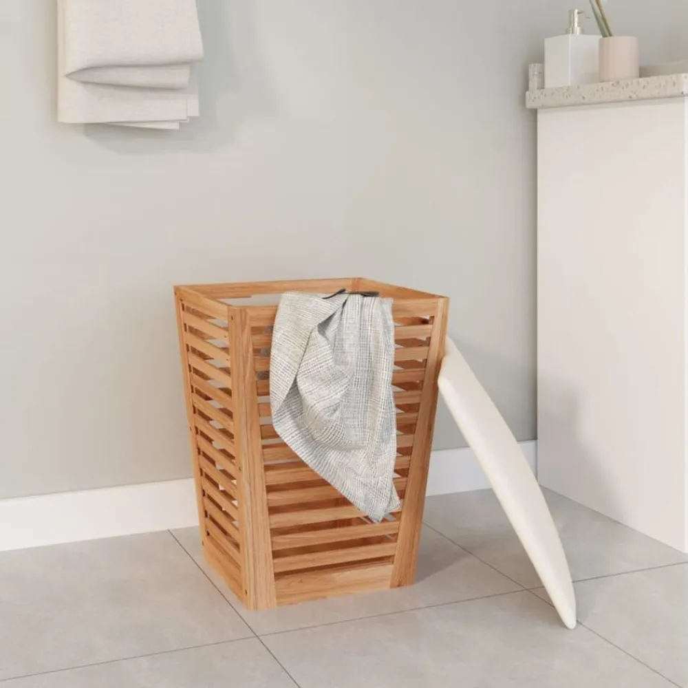vidaXL Productos Del Hogar-Taburete de baño madera maciza de nogal 40,5x40,5x56 cm