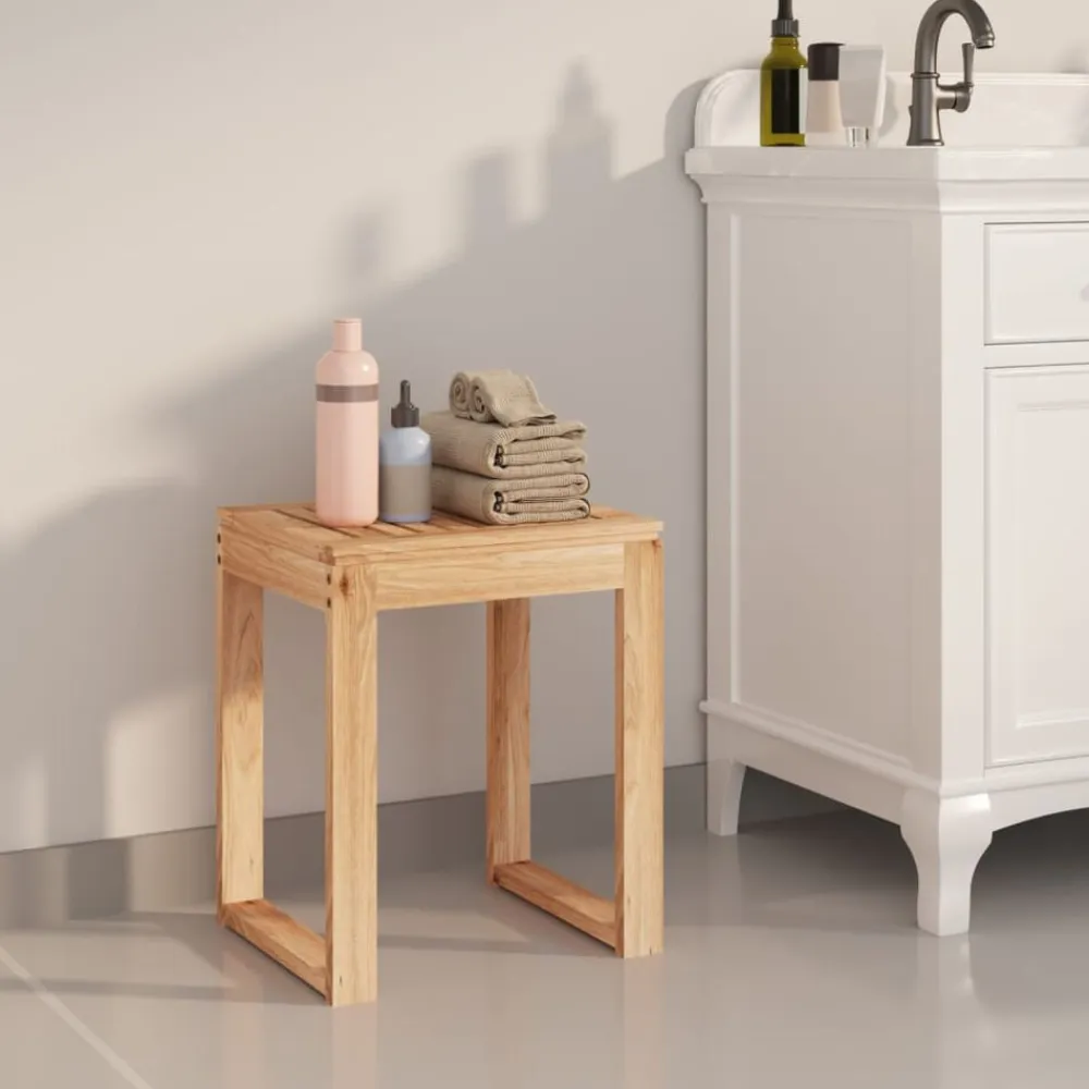 vidaXL Taburete de baño madera maciza nogal 40x30x46 cm Outlet