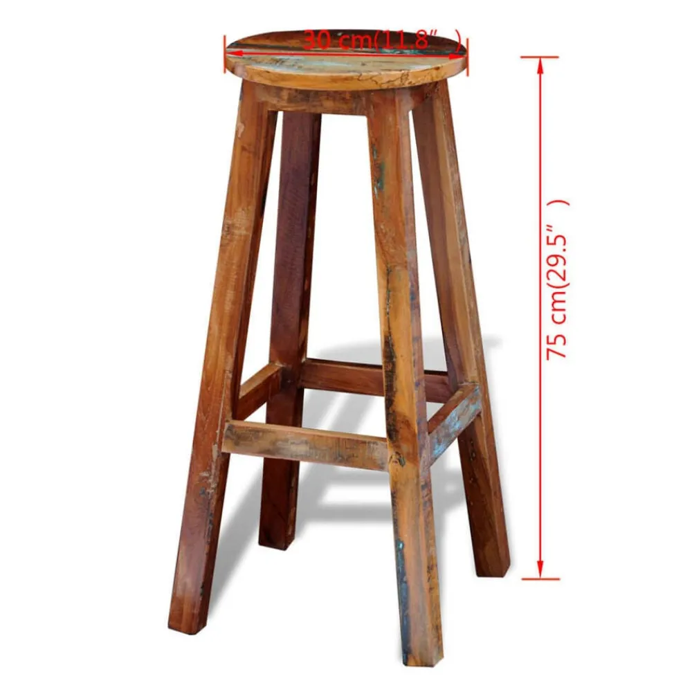 vidaXL Sillas-Taburete de bar madera maciza reciclada
