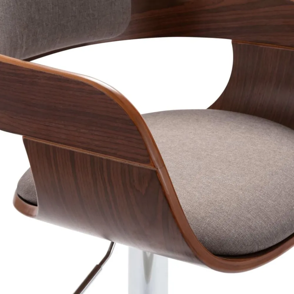 vidaXL Sillas-Taburete de cocina madera contrachapada y tela gris taupe